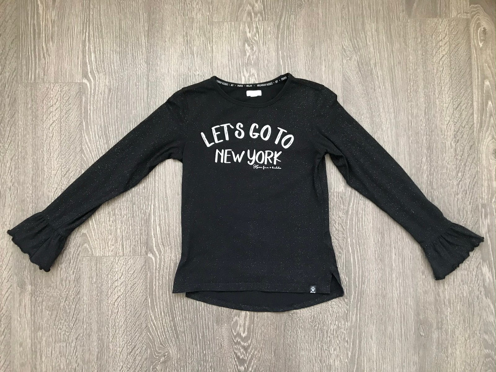 Meisjes shirtje / shirt / longsleeve zwart Kiddo mt 146/152, Ophalen of Verzenden, Gebruikt, Meisje, Shirt of Longsleeve