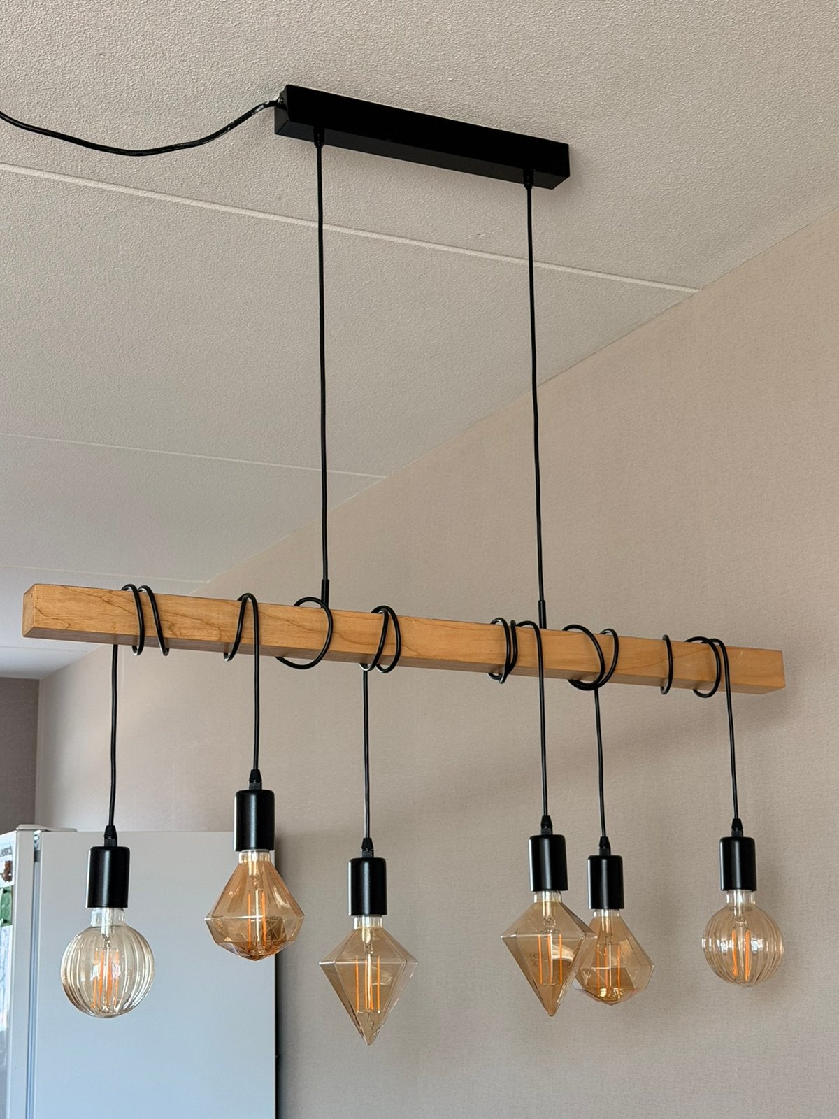 Trendy hanglamp met vintage led lampem, Ophalen of Verzenden, Zo goed als nieuw, Hout