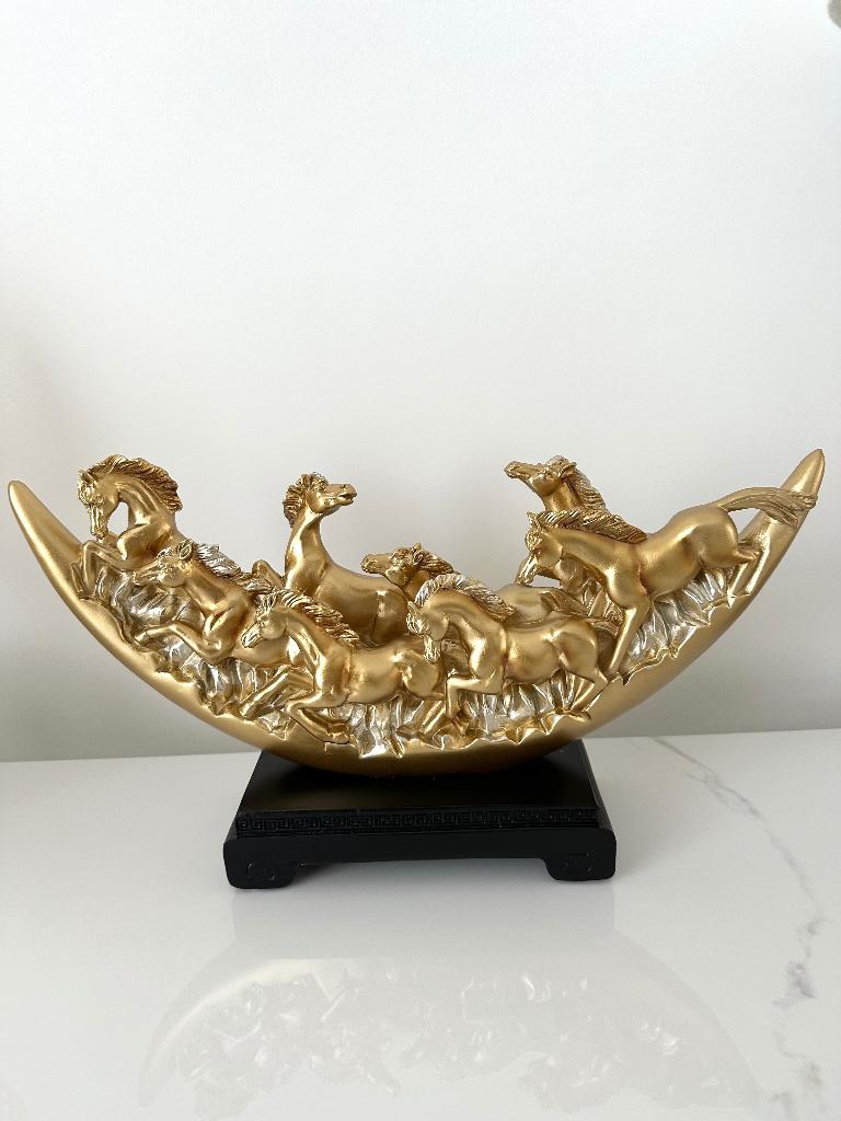 Paarden beeld goud decoratie, Ophalen, Zo goed als nieuw, Dier