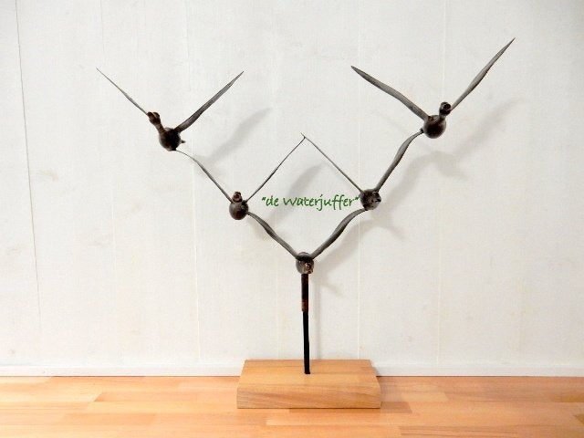 018*Bronzen 5 vlucht eenden, Ophalen, Nieuw, Overige materialen, Dierenbeeld