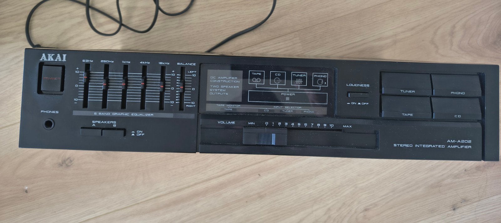 Akai AM-A202 Stereo Geïntegreerde Versterker, Ophalen of Verzenden, Gebruikt, Stereo, 60 tot 120 watt