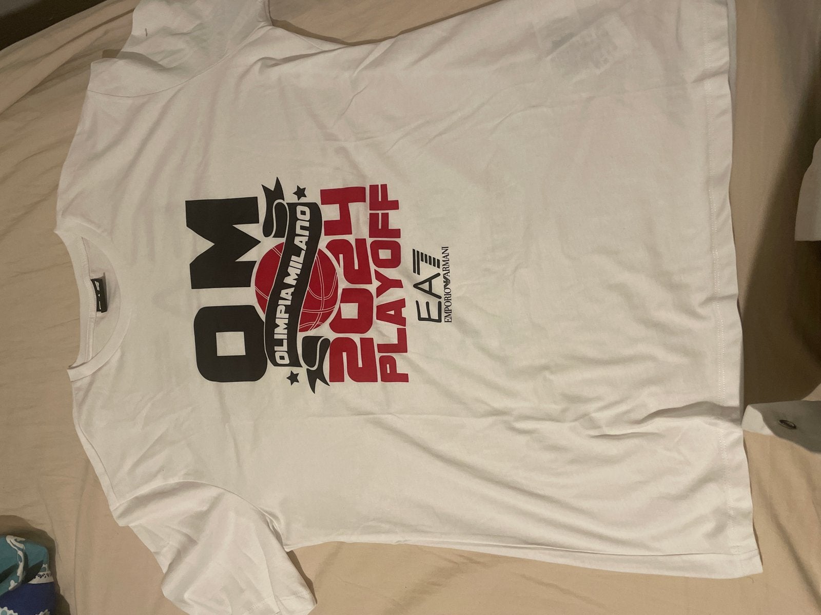 Emporio Armani EA7 Olimpia Milano 2024 Playoff T-shirt XL, Ophalen, Zo goed als nieuw, Maat 56/58 (XL), Wit