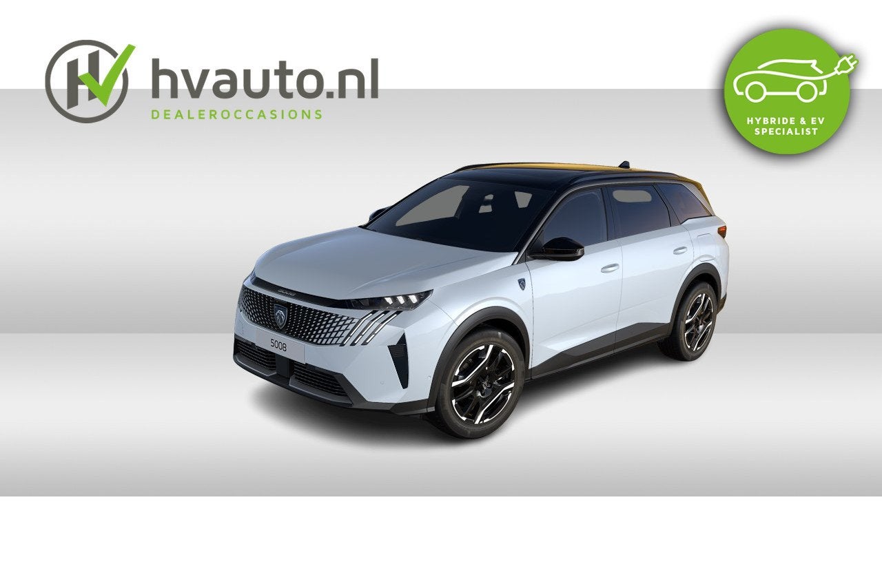 Peugeot 5008 1.6 PLUG-IN HYBRID 225 GT EAT8 | Trekhaak | Pan, Auto's, Gebruikt, Zwart, 4 cilinders, 7 stoelen