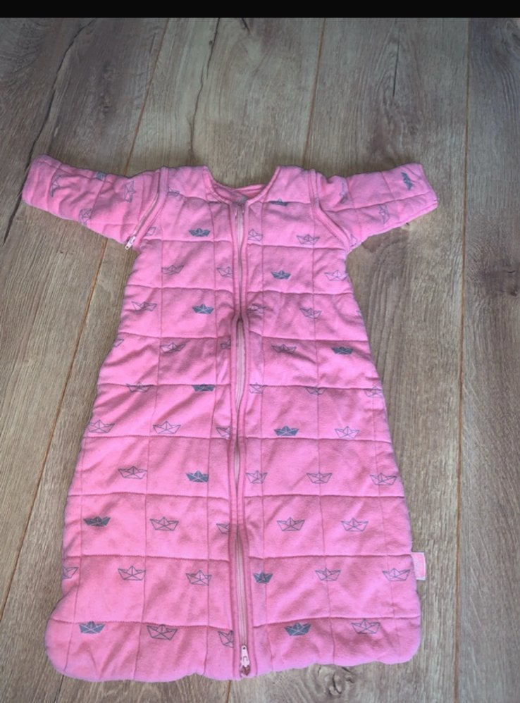 Jollein 4-seizoenen slaapzak 70cm roze met bootjes, Gebruikt, Jollein, Ophalen of Verzenden, Roze