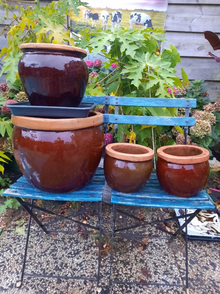 Bloempot, Gebruikt, Rond, Minder dan 40 cm, Terracotta