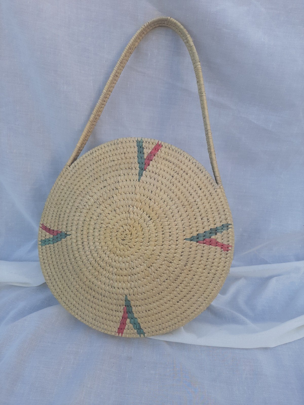 decoratieve rieten tas, Ophalen of Verzenden, Rond, Riet