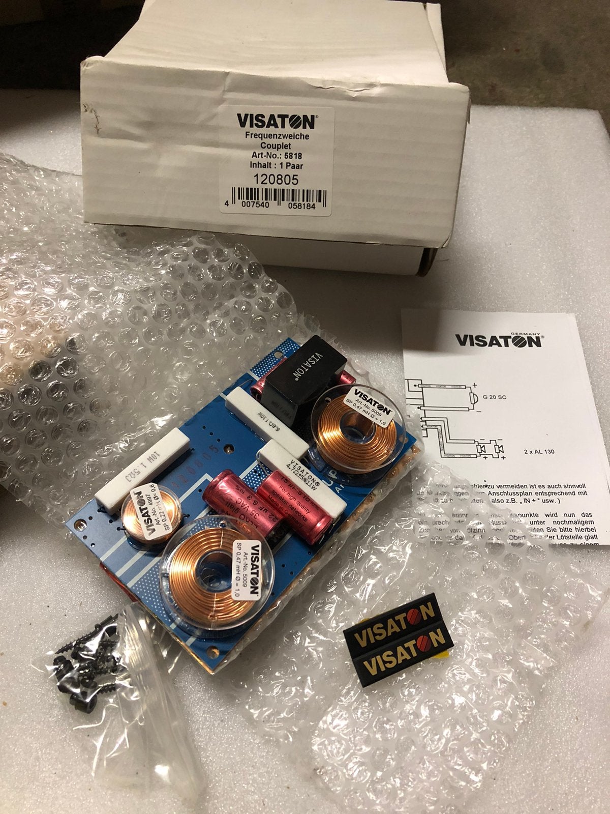 Visaton scheidingsfilter - Type 5818, Audio, Tv en Foto, Luidsprekers, Ophalen of Verzenden, Nieuw, Overige typen, Overige merken