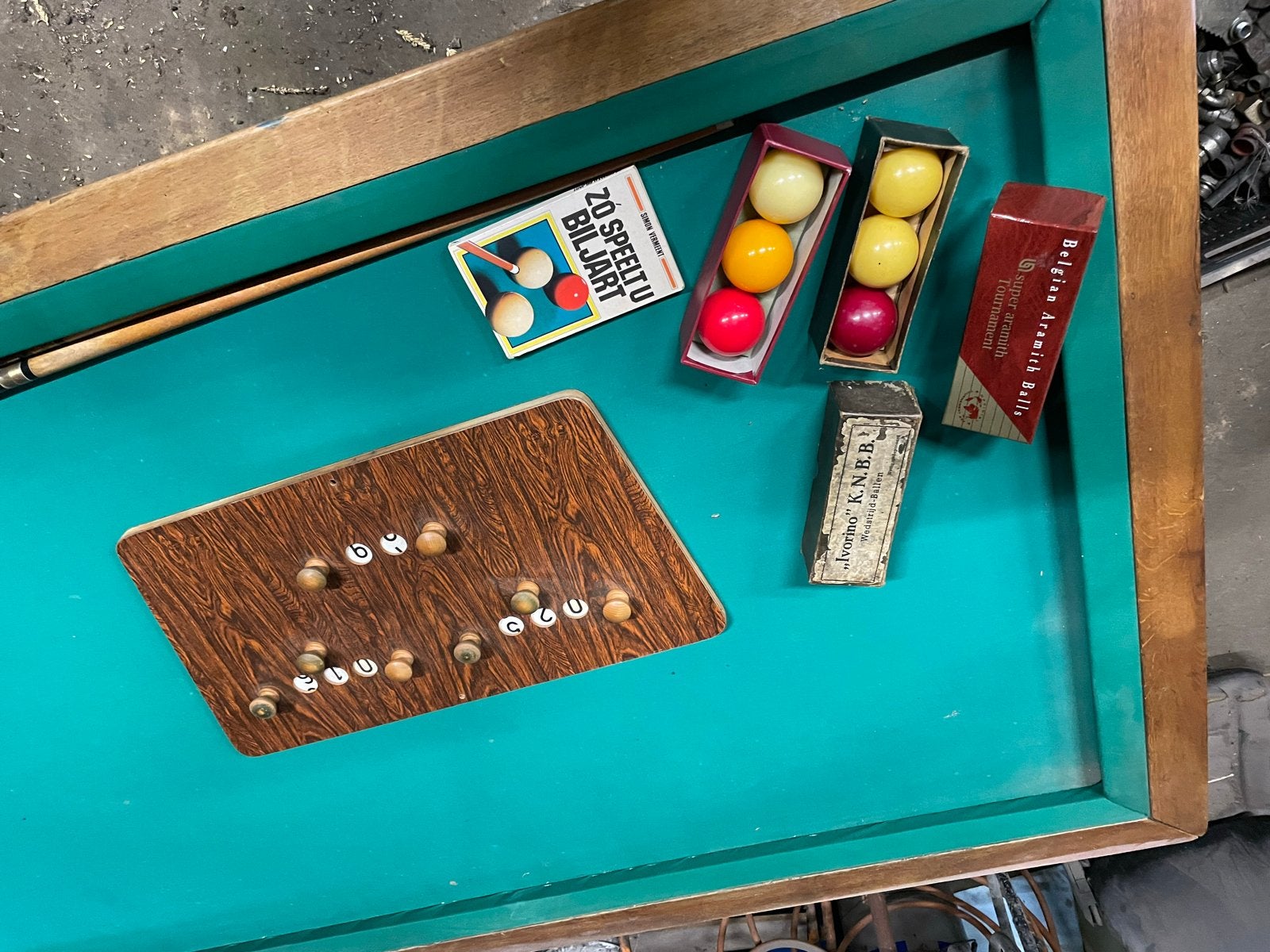 Vintage Biljarttafel 'Princesse' met accessoires, Ophalen, Gebruikt, Biljarttafel