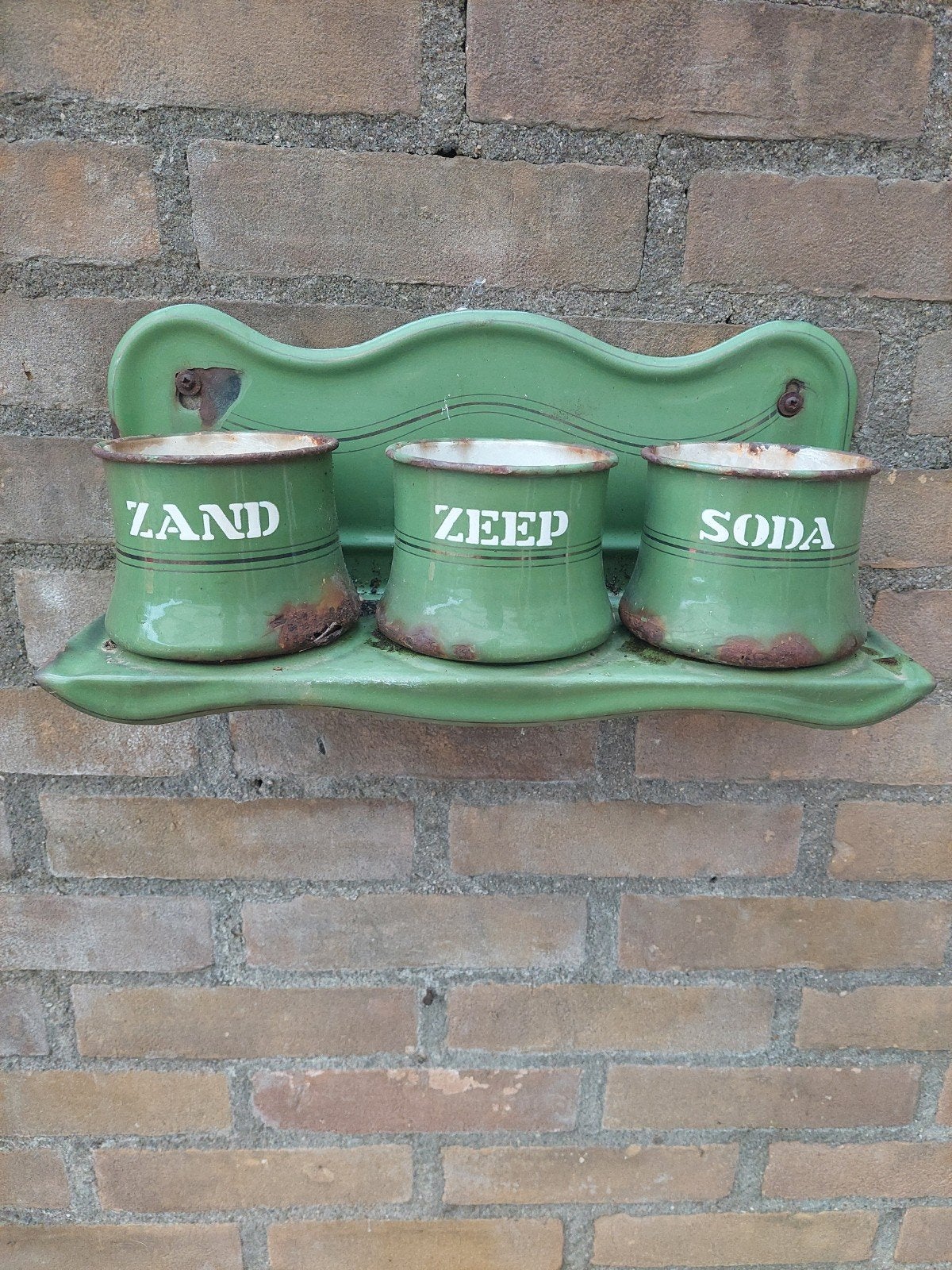 Vintage geëmailleerde kruidenrek met potjes, Ophalen