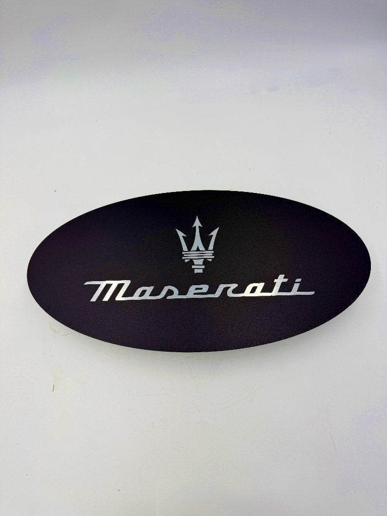 Reclamebord Maserati logo zwart,aluminium, 40x57 cm, Ophalen of Verzenden, Nieuw, Auto's