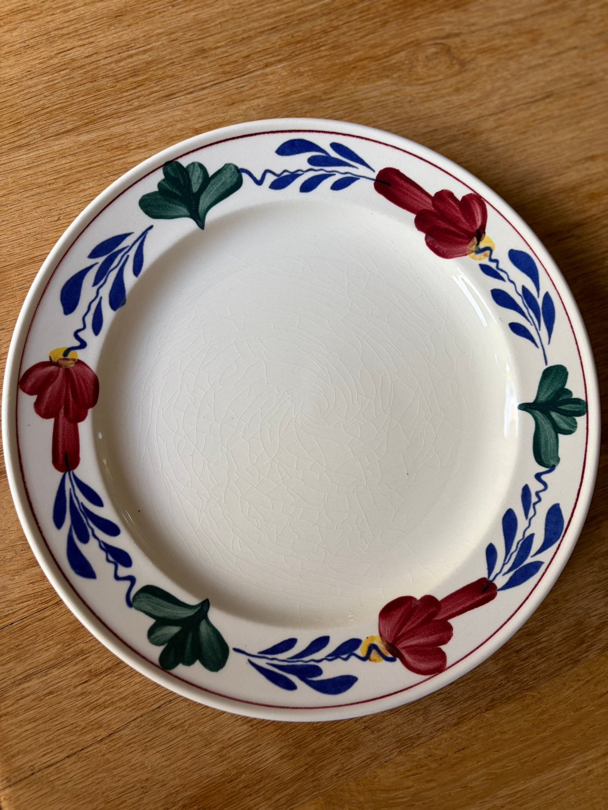 5 Vintage boerenbont borden van Boch, Ophalen, Vintage, Zo goed als nieuw, Bord(en)