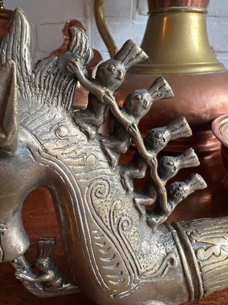 Antiek bronzen Naga Morsarang, 2-delig, Ophalen of Verzenden, Brons
