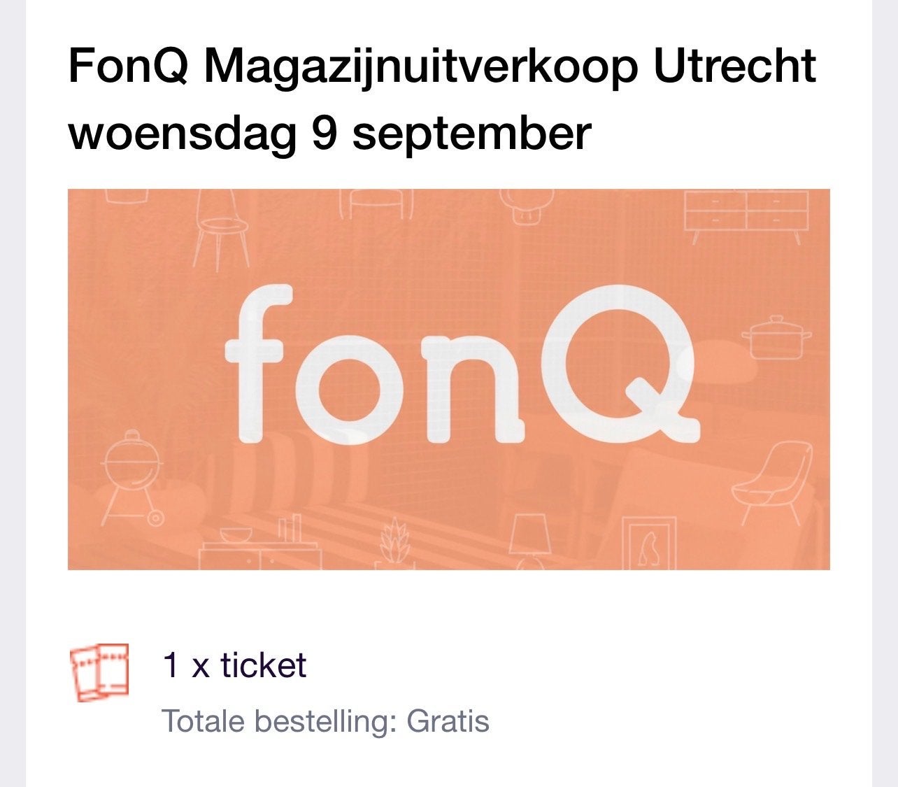 FonQ ticket 9 sept 9.00 ruilen voor 29 sept 9.00, Eén persoon