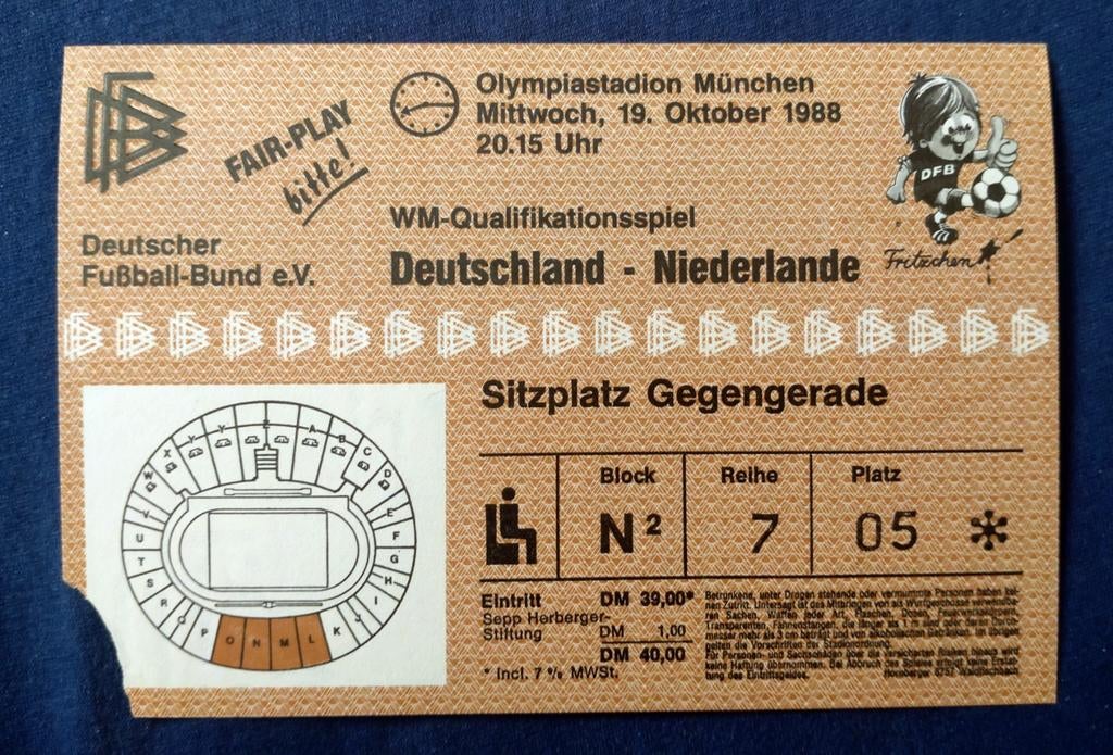 Duitsland - Nederland wedstrijd ticket., Verzenden, Gebruikt, Overige typen