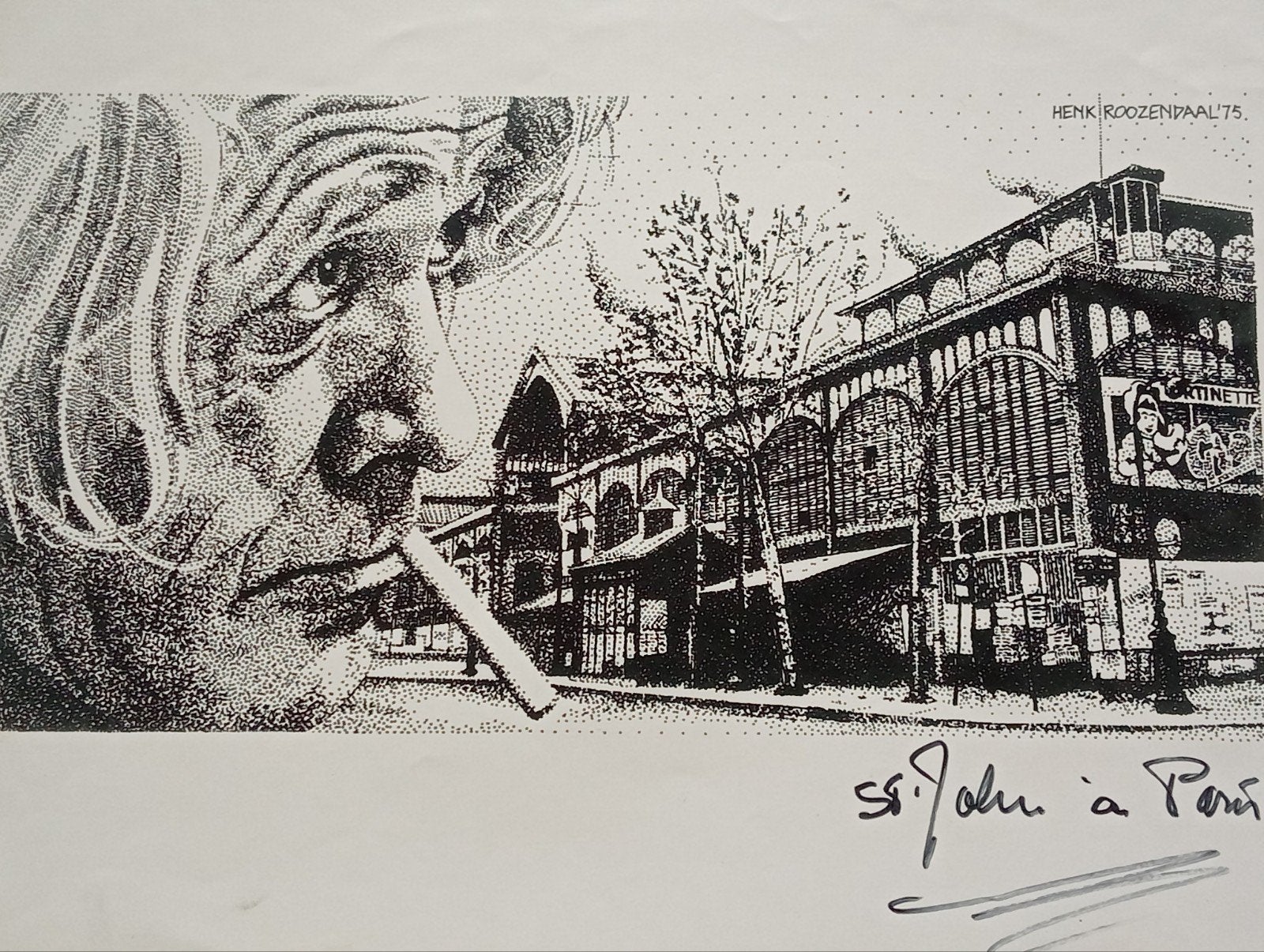 Dichter St.John prent Henk Roozendaal brief Frans Duister, Ophalen of Verzenden, 1960 tot 1980, Gebruikt, Overige onderwerpen