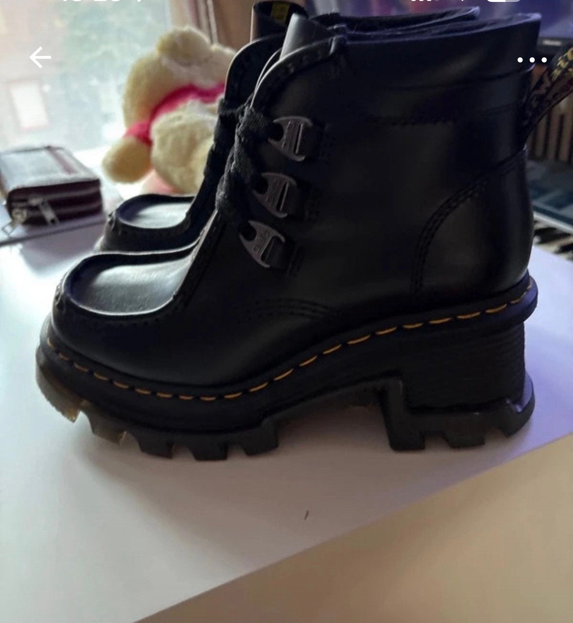 Dr martens maat 38 CORRAN 3-EYE ATLAS LEATHER HEELED BOOTS, Kleding | Dames, Ophalen of Verzenden, Zo goed als nieuw, Zwart
