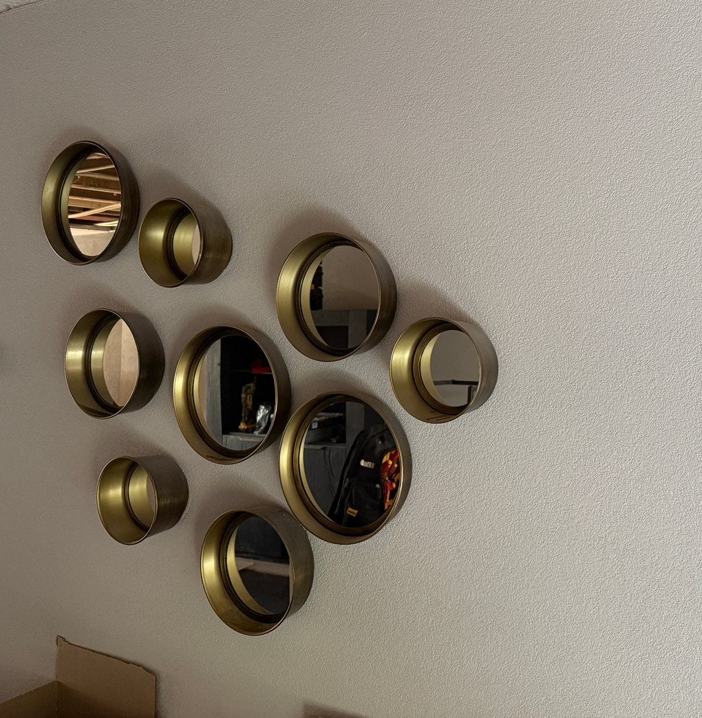 Set van 9 gouden spiegels, Ophalen, Rond, Minder dan 50 cm, Minder dan 100 cm