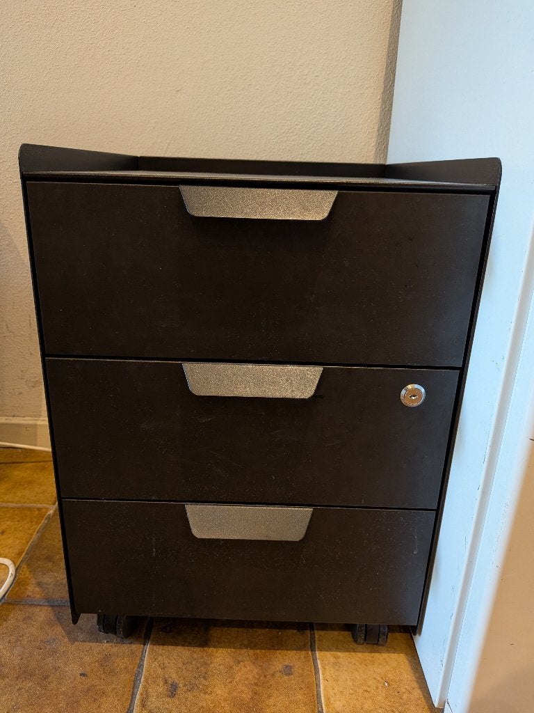 Archiefkast / Ladekast 3 laden met slot - Zwart - Nieuwstaat, Ophalen, Minder dan 50 cm, Nieuw, 3 of 4 laden