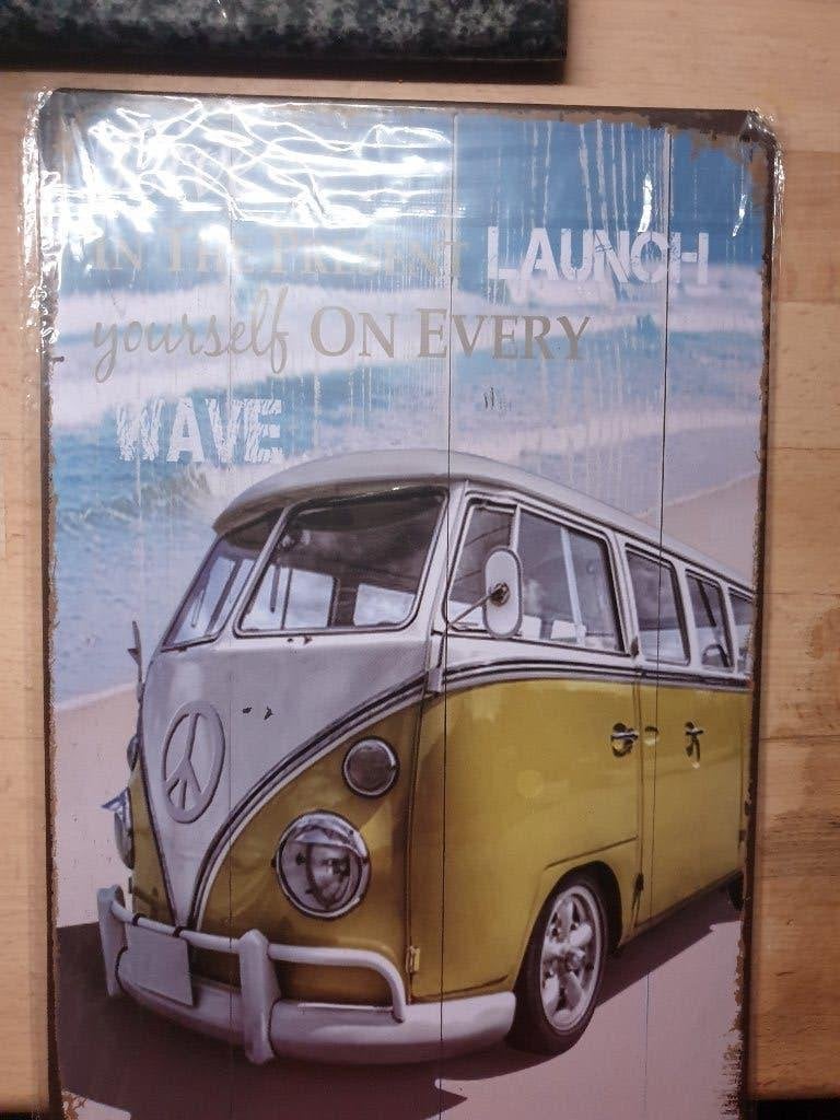 metalen metaal plaat sign bord vw volkswagen t1 look bus, Ophalen of Verzenden