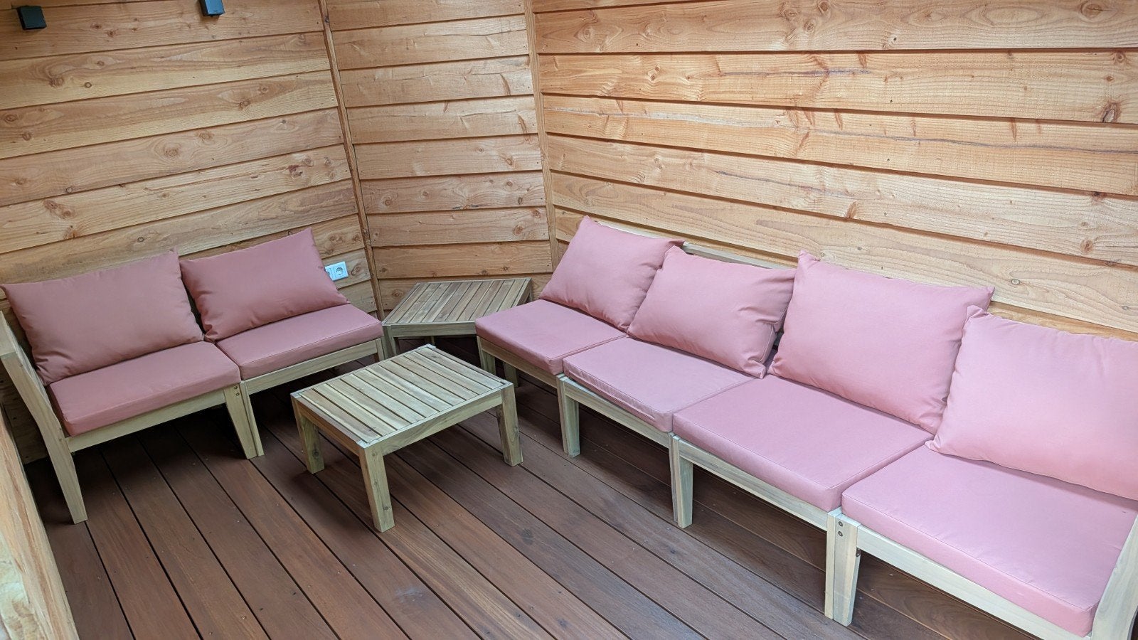 Houten loungeset SKLUM Filips in terracotta, Tuin en Terras, Ophalen, Gebruikt, Bank