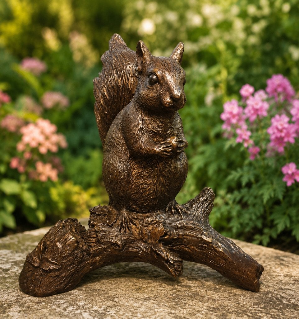 EEKHOORN OP TAK / bronzen beeld, Nieuw, Info@huisentuindecoratiemarie.nl, Huis en tuin decoratie marie, Dierenbeeld