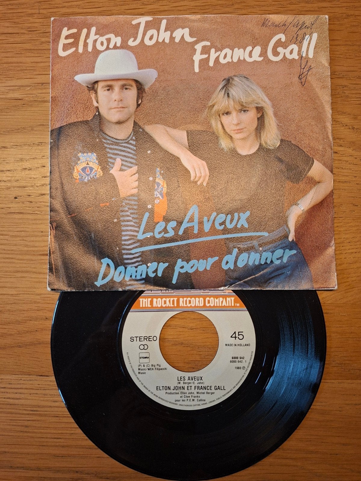 Elton John & France Gall - Les Aveux / Donner Pour Donner, Gebruikt, 7 inch, Ophalen of Verzenden, Pop