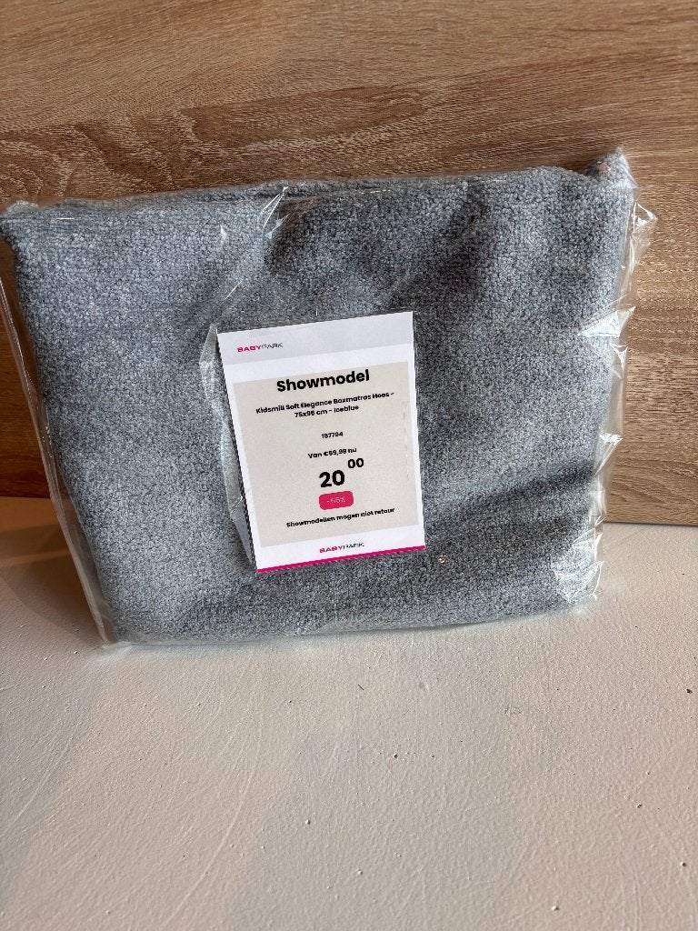 Kidsmill Soft Elegance Boxmatras Hoes - 75x95 cm - Ice Blue, Ophalen of Verzenden, Nieuw, Rechthoekig