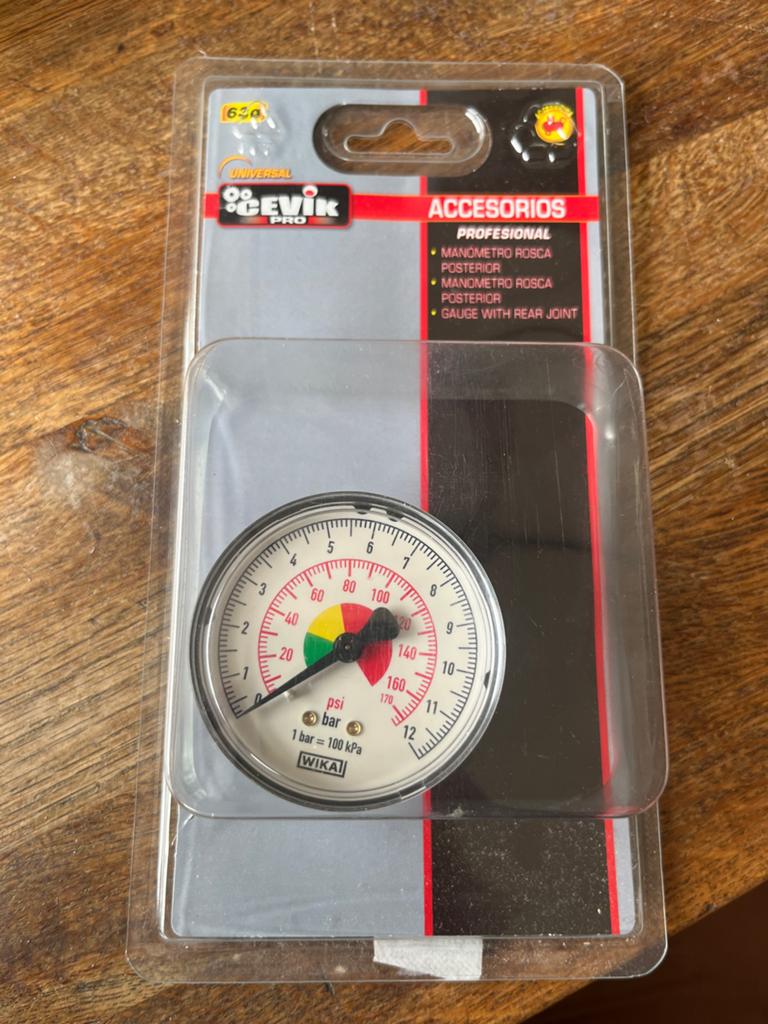 Cevik Pro Manometer - Nieuw in verpakking, Doe-het-zelf en Verbouw, Compressors, Ophalen of Verzenden, Nieuw, 10 bar of meer