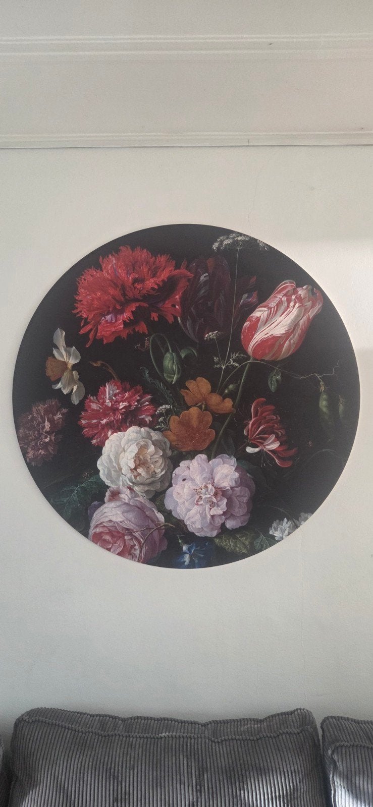 Rond schilderij met bloemen, klassieke stijl, Ophalen, 50 – 75, Zo goed als nieuw, Schilderij