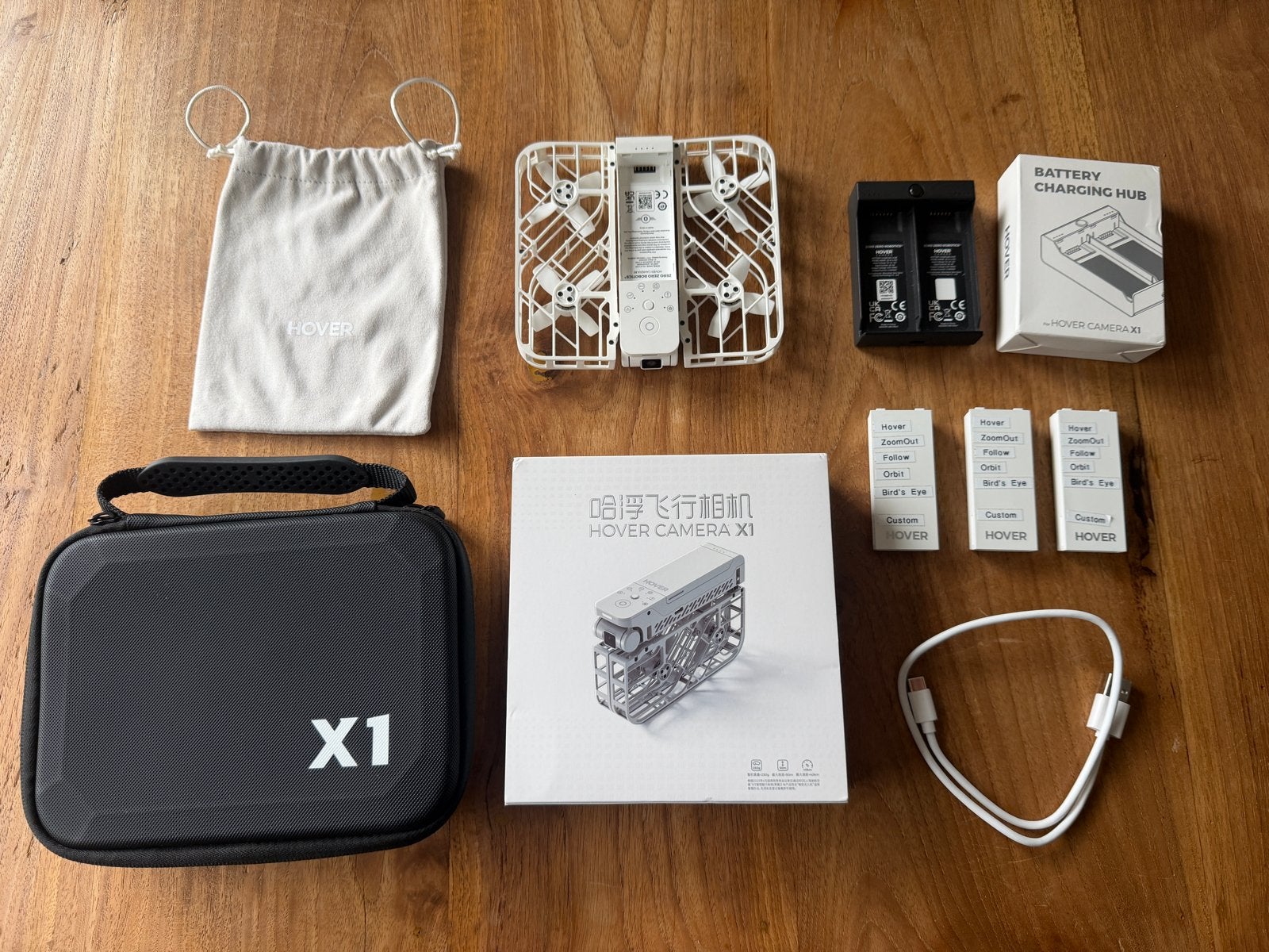 HOVER X1 Drone - Complete set met 3 batterijen, Cameradrone, Extra accu('s), HOVERair, Minder dan 100 meter