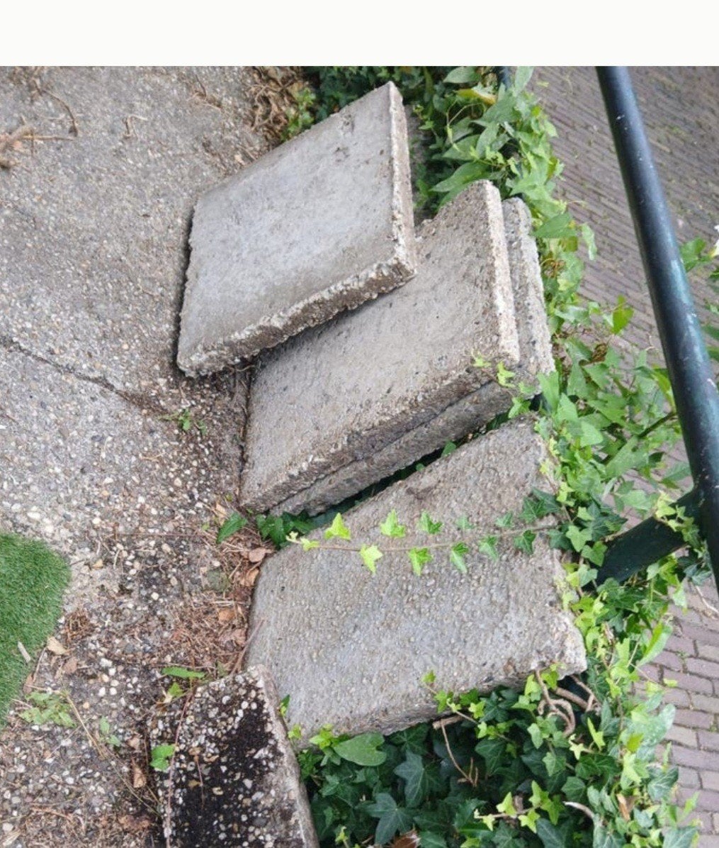 gratis Grindtegels, Tuin en Terras, Ophalen, Gebruikt, Beton, Terrastegels