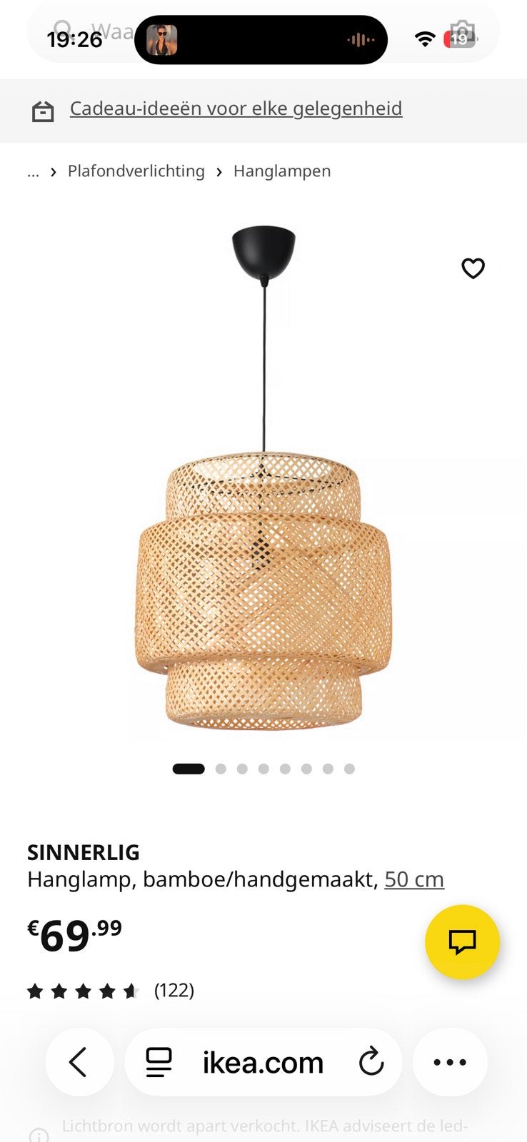 IKEA Sinnerlig lamp 50 cm als nieuw, Ophalen, Zo goed als nieuw
