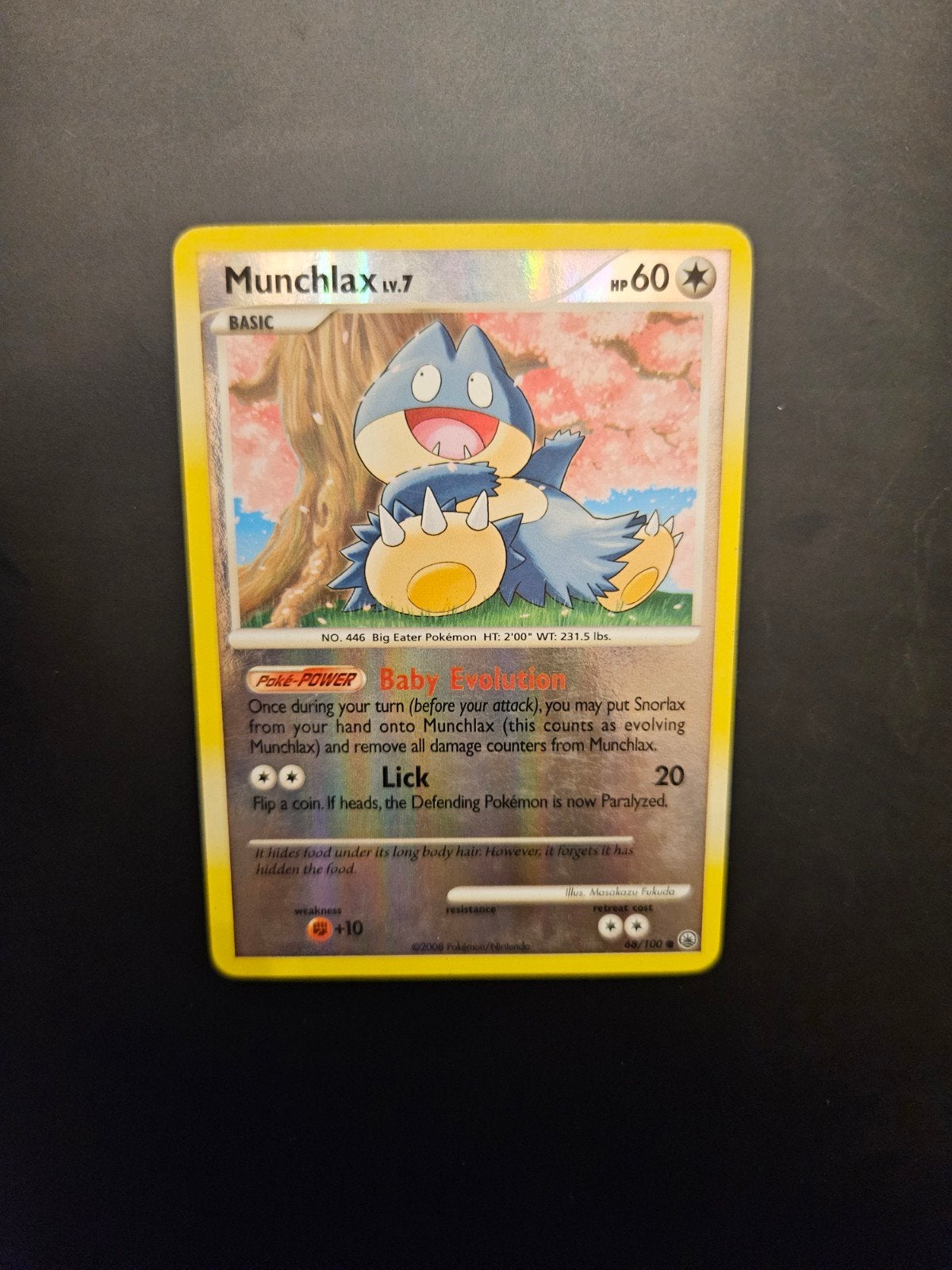 Munchlax Reverse Holo (68/100) 2008, Hobby en Vrije tijd, Verzamelkaartspellen | Pokémon, Ophalen of Verzenden