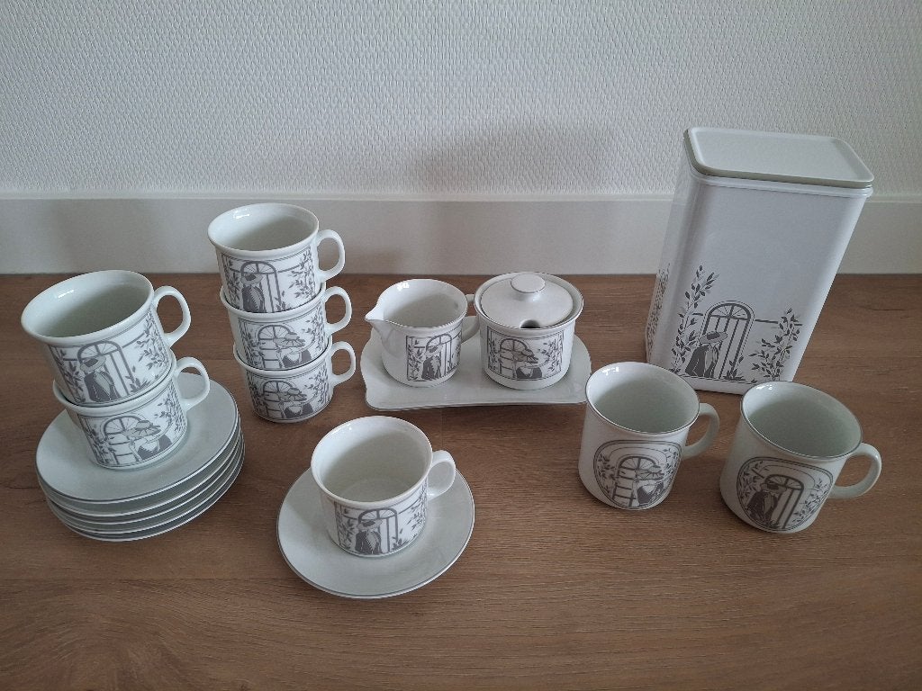 Douwe Egberts vintage servies Monaco (jaren 80), Ophalen, Overige merken, Zo goed als nieuw, Overige stijlen
