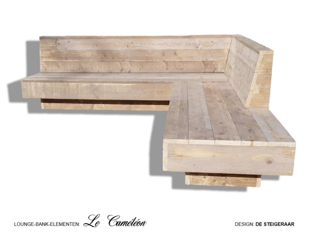 Loungebank / Loungeset Le Caméléon OP MAAT GEMAAKT, Bank, Steigerhout, Nieuw, Ophalen of Verzenden