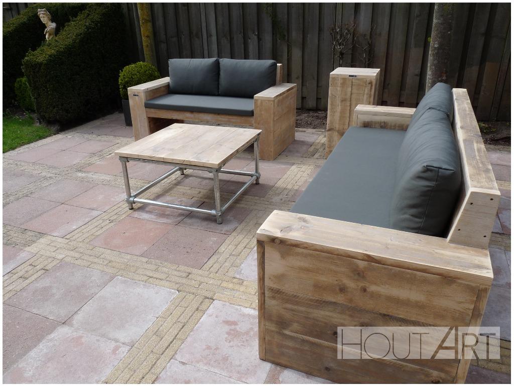 Mooie loungebank van steigerhout, diverse afmetingen!, 3 zitplaatsen, Nieuw, Ophalen of Verzenden, Eettafel