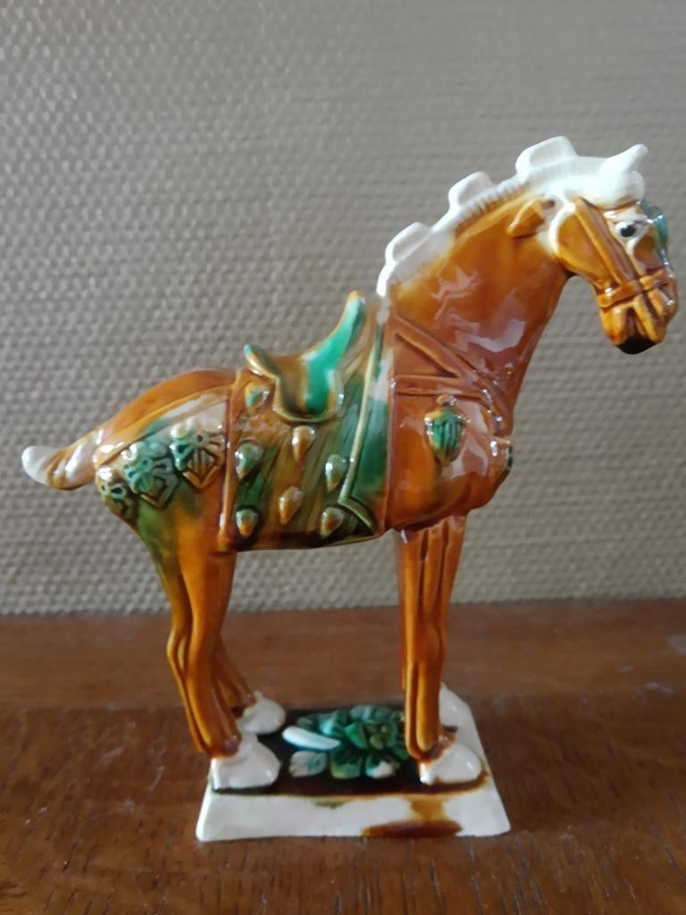 Prachtig keramieken paarden sculptuur Tang-stijl, 50's-60's, Ophalen of Verzenden, Zo goed als nieuw