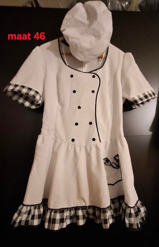 Kok/bakker kostuum met muts - Maat 46/48 (XL), Carnaval, Maat 46/48 (XL) of groter, Ophalen of Verzenden, Kleding