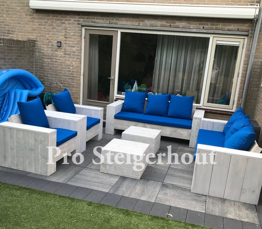 Steigerhout Loungeset Loungebank Hoekbank Tuinbank Tuinset, Steigerhout, Nieuw, Ophalen of Verzenden, Eettafel