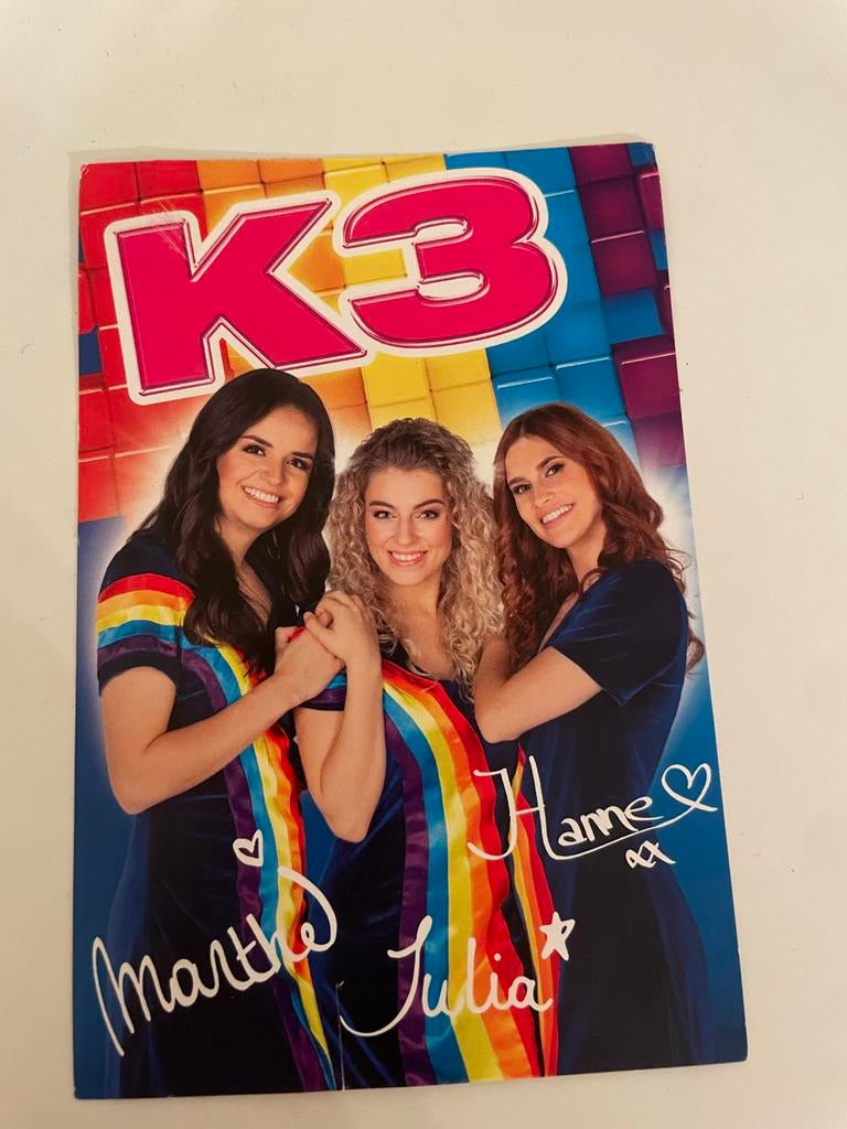 K3 Waterval Handtekeningkaartje, Verzamelen, Muziek, Artiesten en Beroemdheden, Ophalen of Verzenden, Zo goed als nieuw, Foto of Kaart