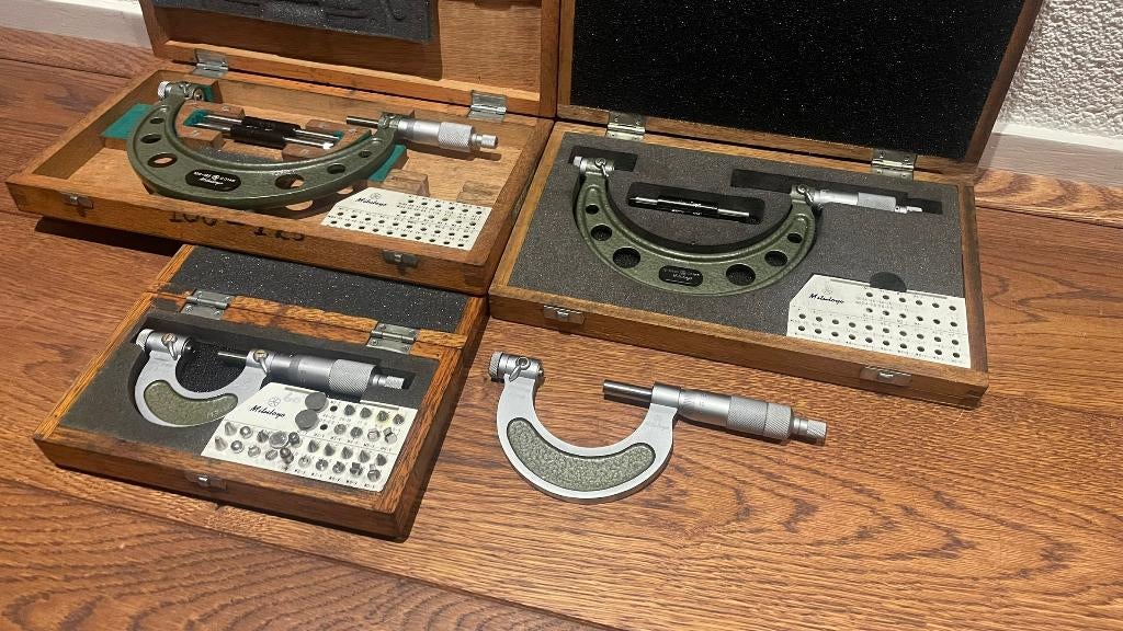 Mitutoyo meetbekjes draadmicrometer 0-125mm 0.01mm 126-125, Doe-het-zelf en Verbouw, Meetapparatuur, -, Ophalen of Verzenden, Zo goed als nieuw