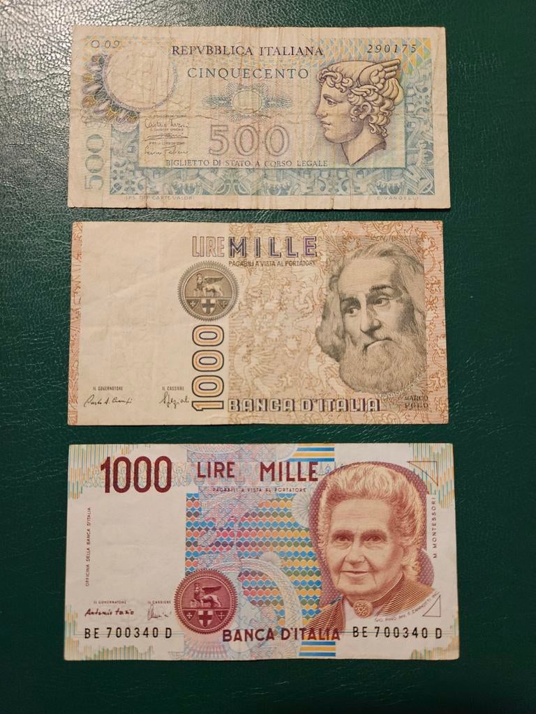 Bankbiljetten Italië set lira, Postzegels en Munten, Bankbiljetten | Europa | Niet-Eurobiljetten, Ophalen of Verzenden, Italië