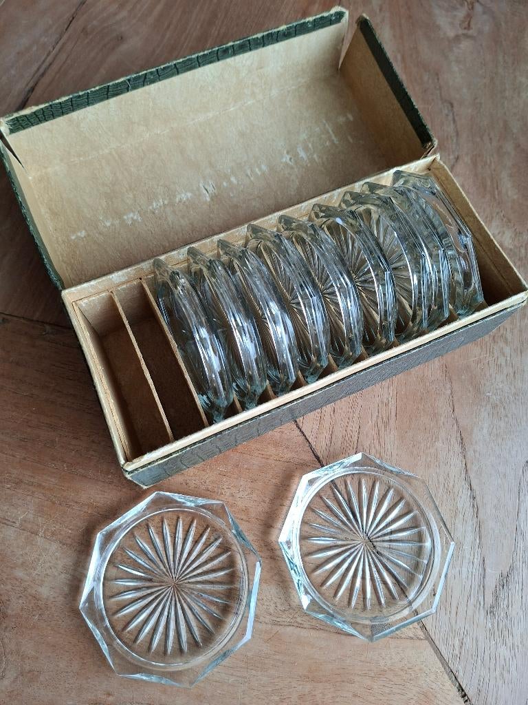 oude antiek glazen onderzetters, Ophalen of Verzenden, Gebruikt, Glas of Kopje