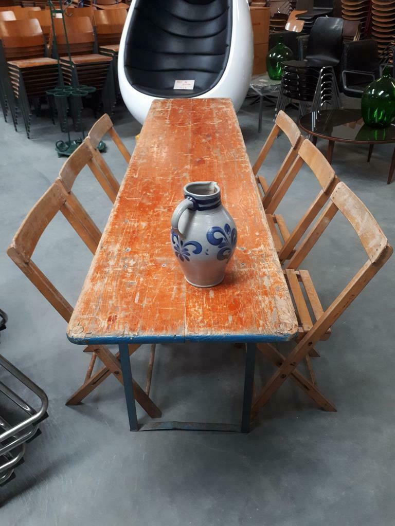 Partij oude vintage klaptafels terrastafels biertafels, Ophalen, Retro / vintage, Gebruikt, 200 cm of meer
