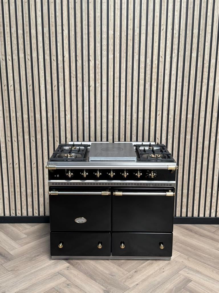 Luxe Lacanche Zwart 100cm Gas Dubbele Oven + Coup de Feu