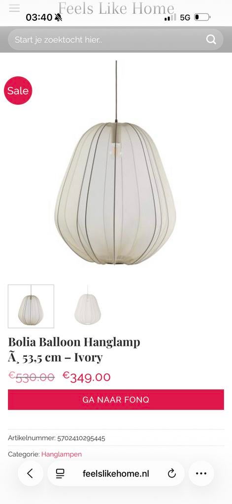 Bolia Lamp lange model nieuw in doos, Huis en Inrichting, Lampen | Hanglampen, 50 tot 75 cm, Nieuw, Stof, Scandinavian