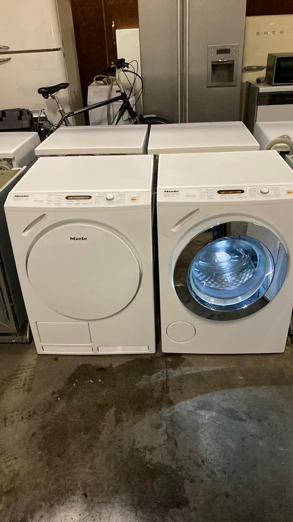 Mooi setje Miele wasmachine met condensdroger, Witgoed en Apparatuur, 6 tot 8 kg, Minder dan 85 cm, Ophalen of Verzenden, 1600 toeren of meer
