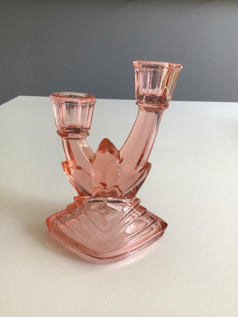 Art deco kandelaar persglas, Antiek en Kunst, Antiek | Glas en Kristal, Ophalen of Verzenden
