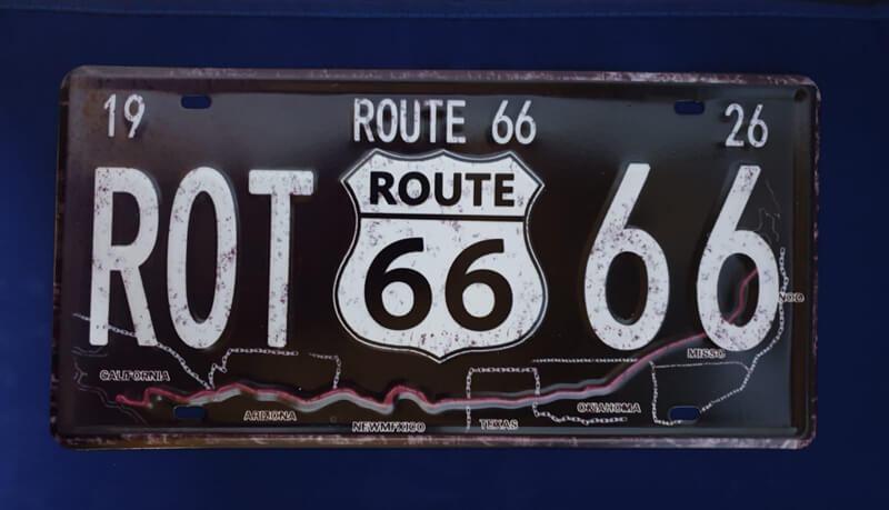 Metaal, wandbord, kenteken, route 66, USA, Amerika, Ophalen of Verzenden, Nieuw