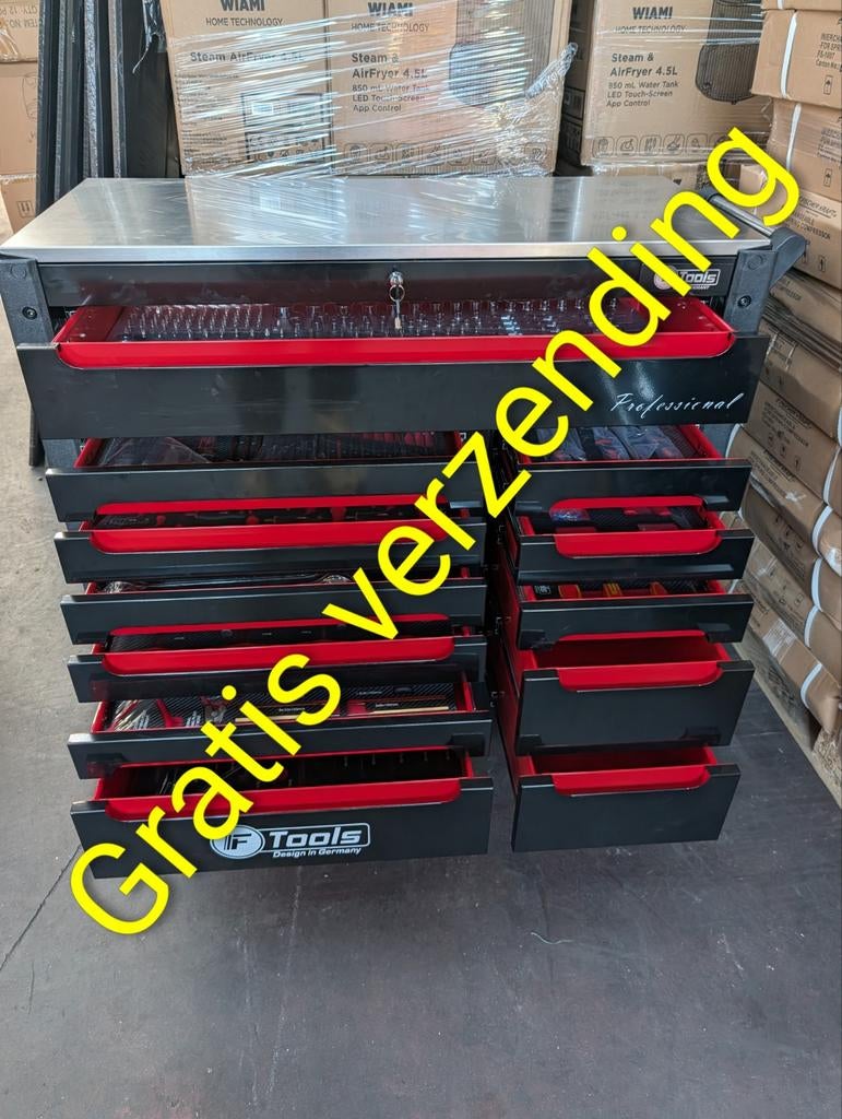 Pro gereedschapwagen vol Aktie Gratis verzending Rvs blad, Ophalen, Nieuw